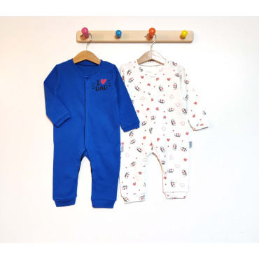 Sleeping overalls set 2pcs (pack of 3 sets) 