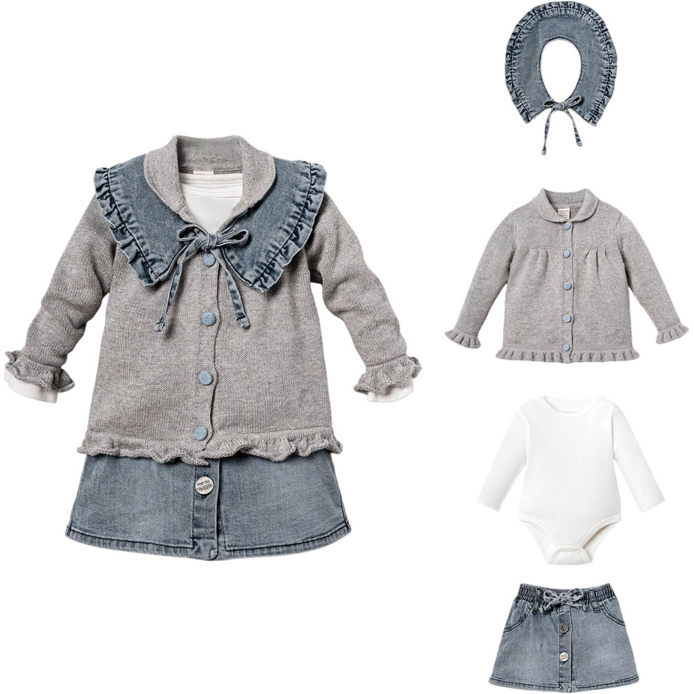 Set sweater+body+skirt+collar