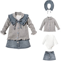 Set: Sweater + Bodysuit + Skirt + Collar