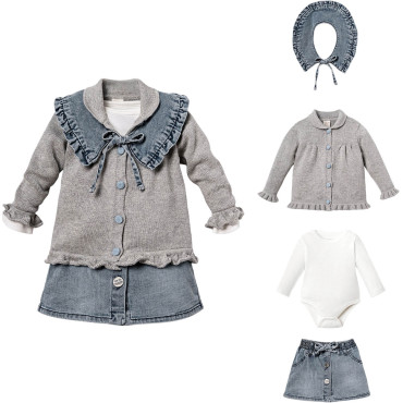 Set sweater+body+skirt+collar