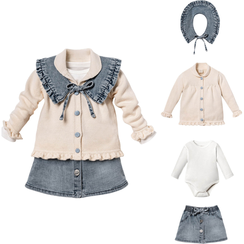 Set sweater+body+skirt+collar