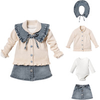 Set: Sweater + Bodysuit + Skirt + Collar