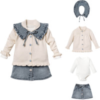 Set: Sweater + Bodysuit + Skirt + Collar