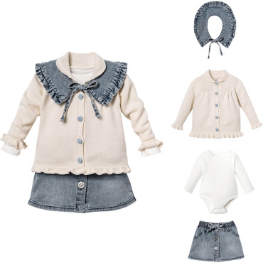 Set sweater+body+skirt+collar