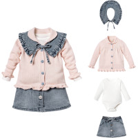 Set: Sweater + Bodysuit + Skirt + Collar