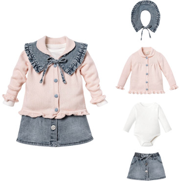 Set sweater+body+skirt+collar