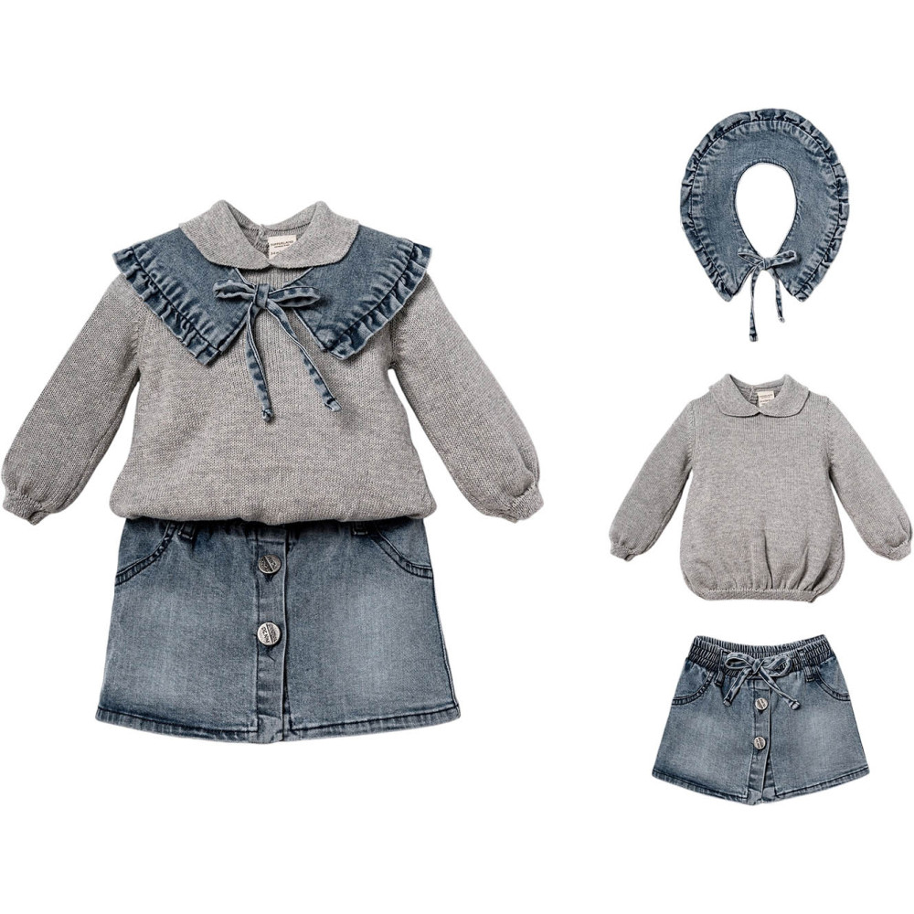 Set: Sweater + Skirt + Collar