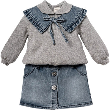 Set sweater+skirt+collar