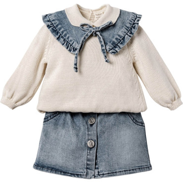 Set sweater+skirt+collar