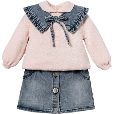 Set sweater+skirt+collar