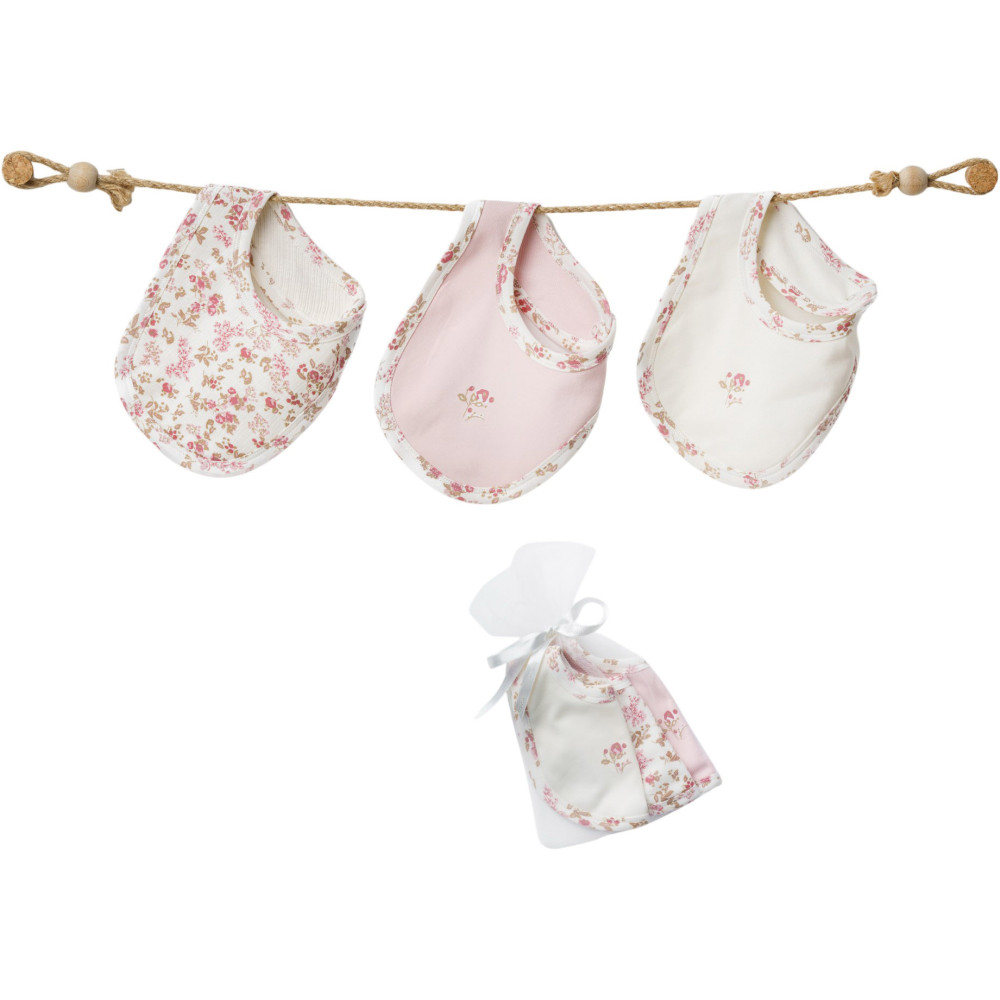 Bibs set 3 pcs (pack of 3 sets), series FLORAL DREAMS