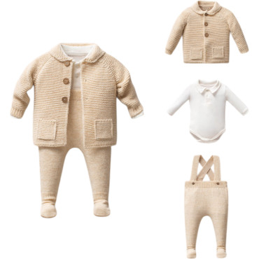 Set sweater+body+overalls