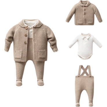Set sweater+body+overalls