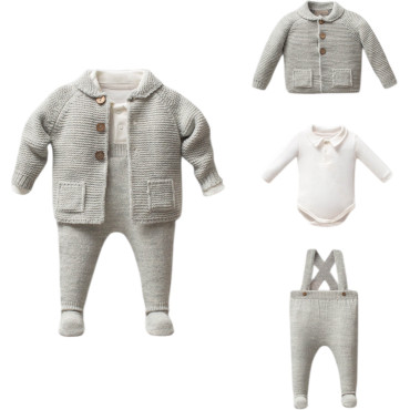 Set sweater+body+overalls