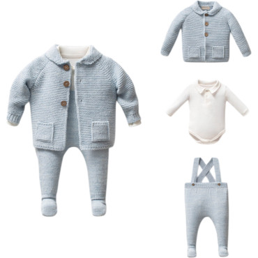 Set sweater+body+overalls