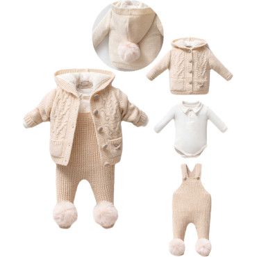 Set sweater+body+overalls