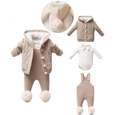 Set sweater+body+overalls