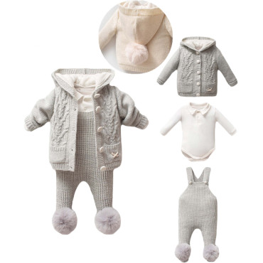 Set sweater+body+overalls