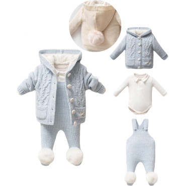 Set sweater+body+overalls
