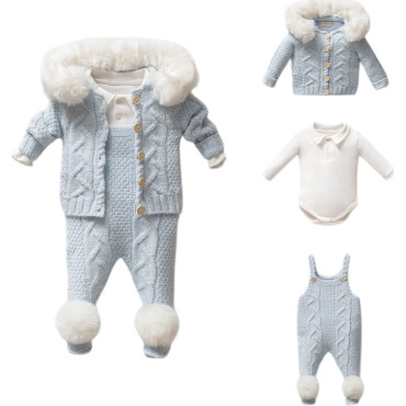 Set sweater+body+overalls