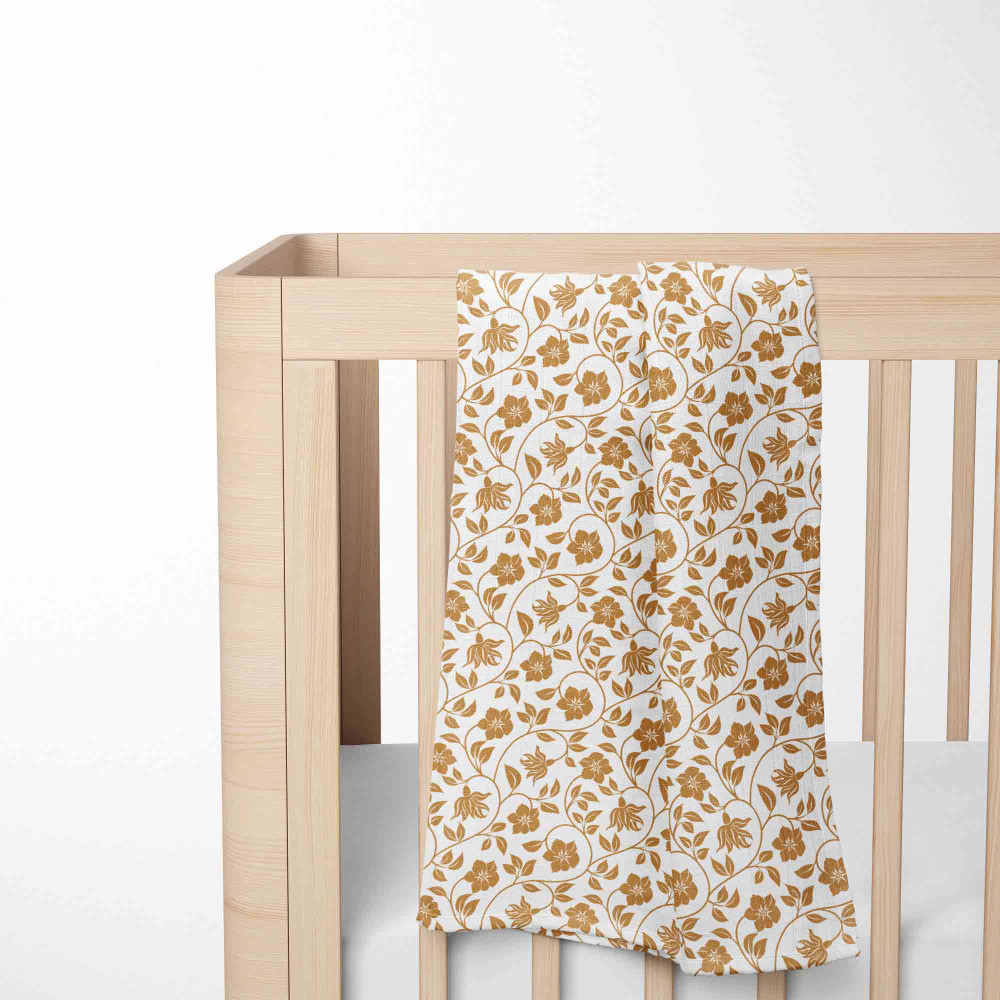 Muslin blanket. Print: Brown Flowers