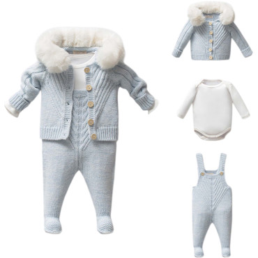 Set sweater+body+overalls