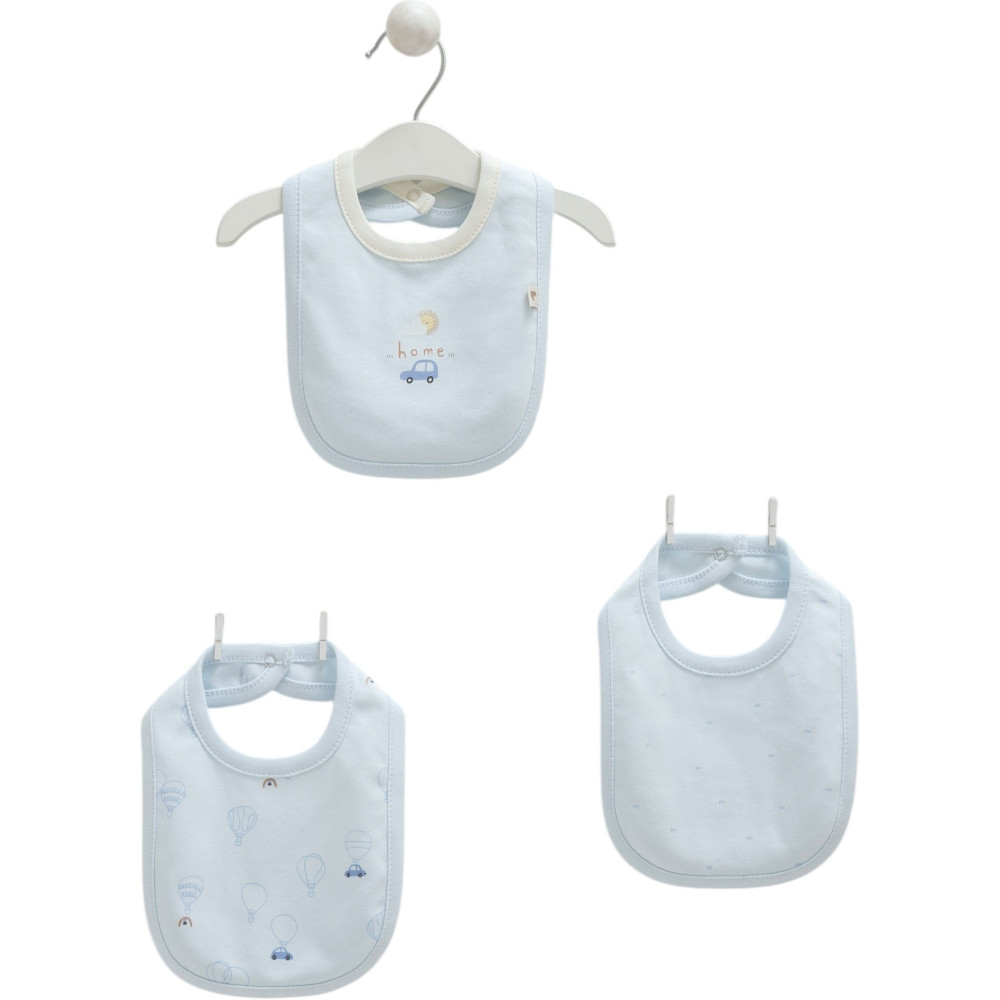 Bibs set 3pcs (pack of 4 sets), series FLYING CARS. (Ready)