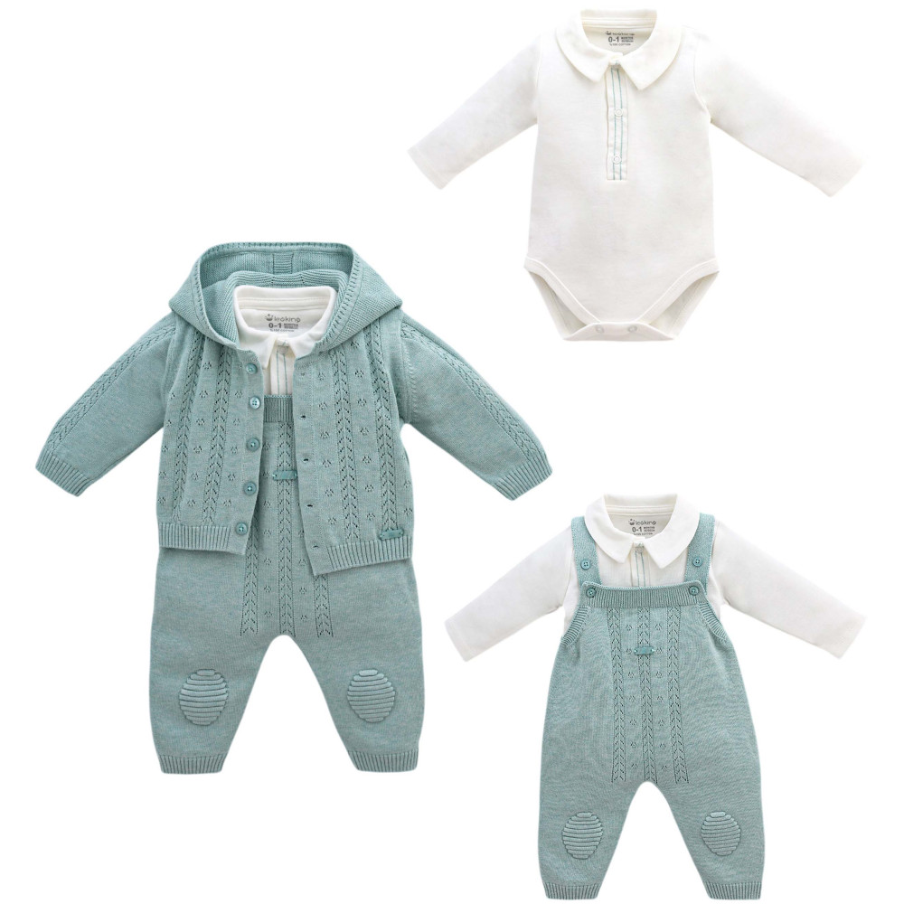 Set sweater+body+overalls