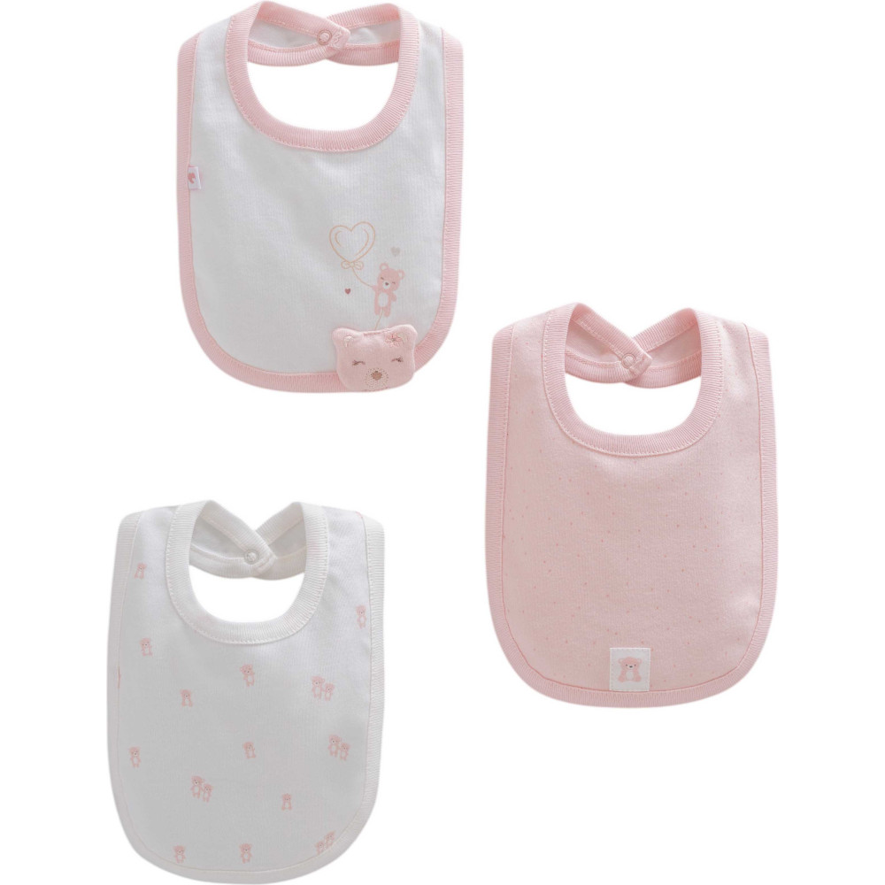 Bibs set 3pcs (pack of 4 sets), series NEW BORN GIRL