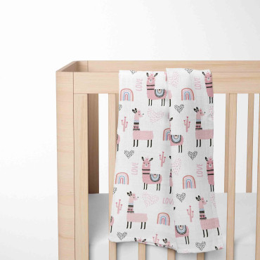 Muslin blanket. Print: Girl Lama