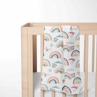 Muslin blanket. Print: Girl Rainbows