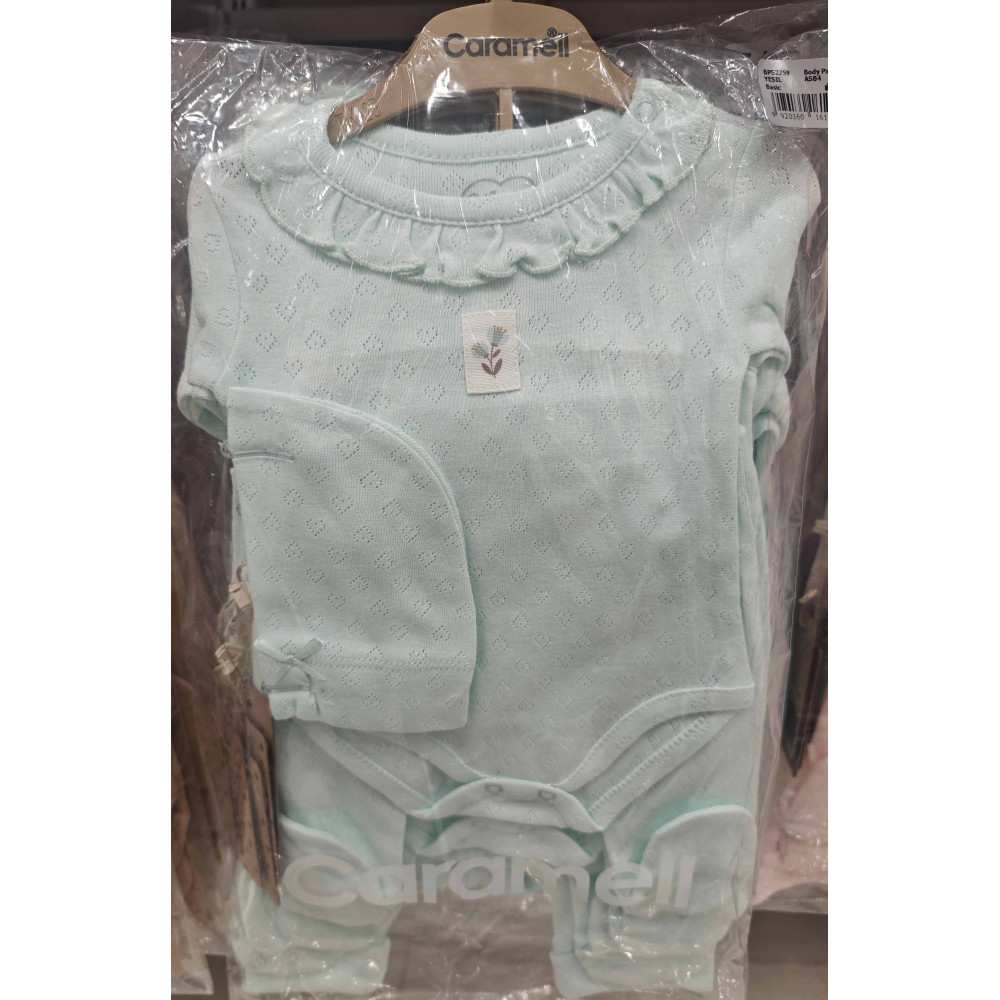 Set of bodysuit + onesie + cap, series BASIC