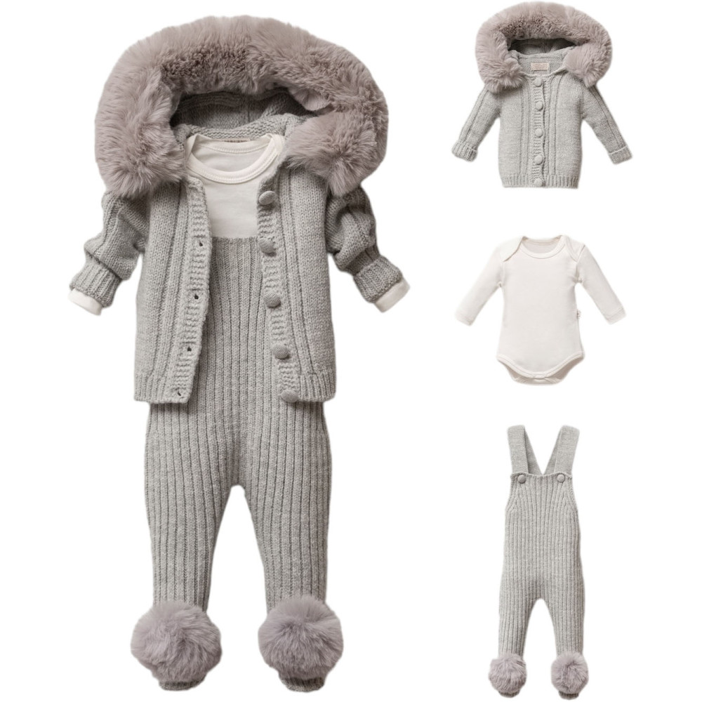 Set sweater+body+overalls