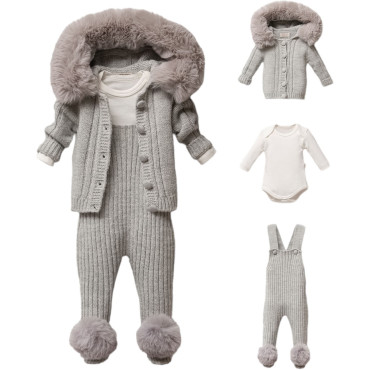 Set sweater+body+overalls