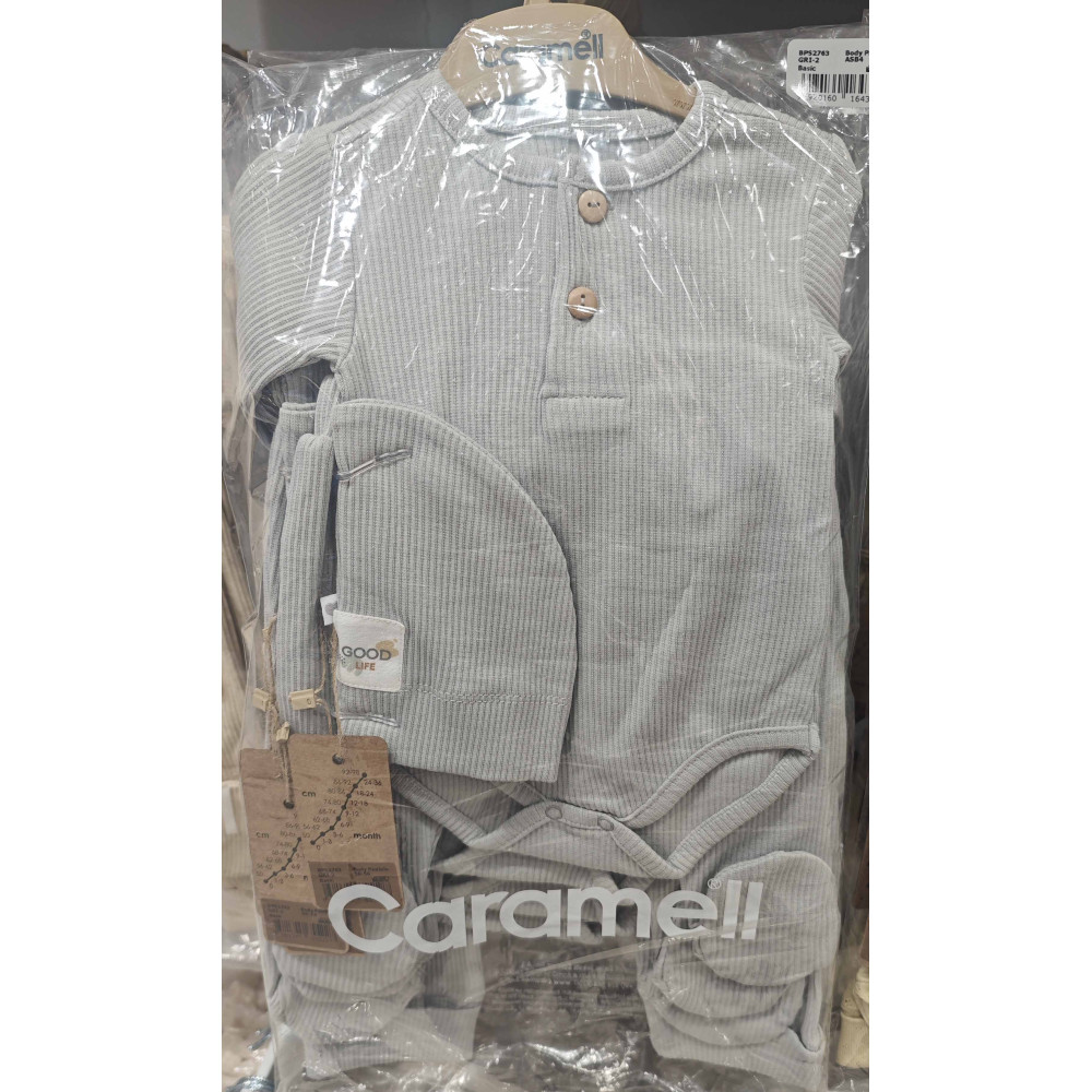Set of bodysuit + onesie + cap, series BASIC