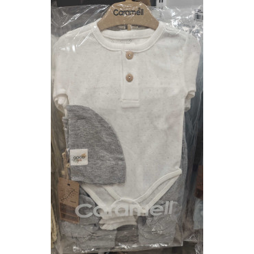 Set of bodysuit + onesie + cap, series BASIC