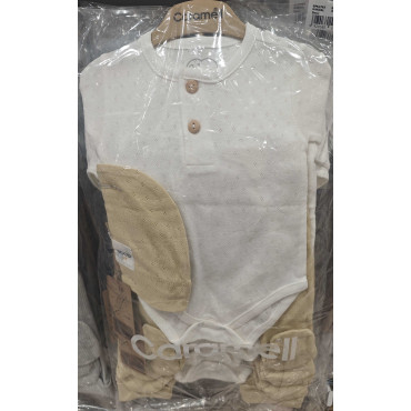 Set of bodysuit + onesie + cap, series BASIC