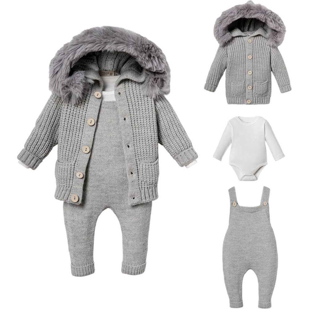Set sweater+body+overalls