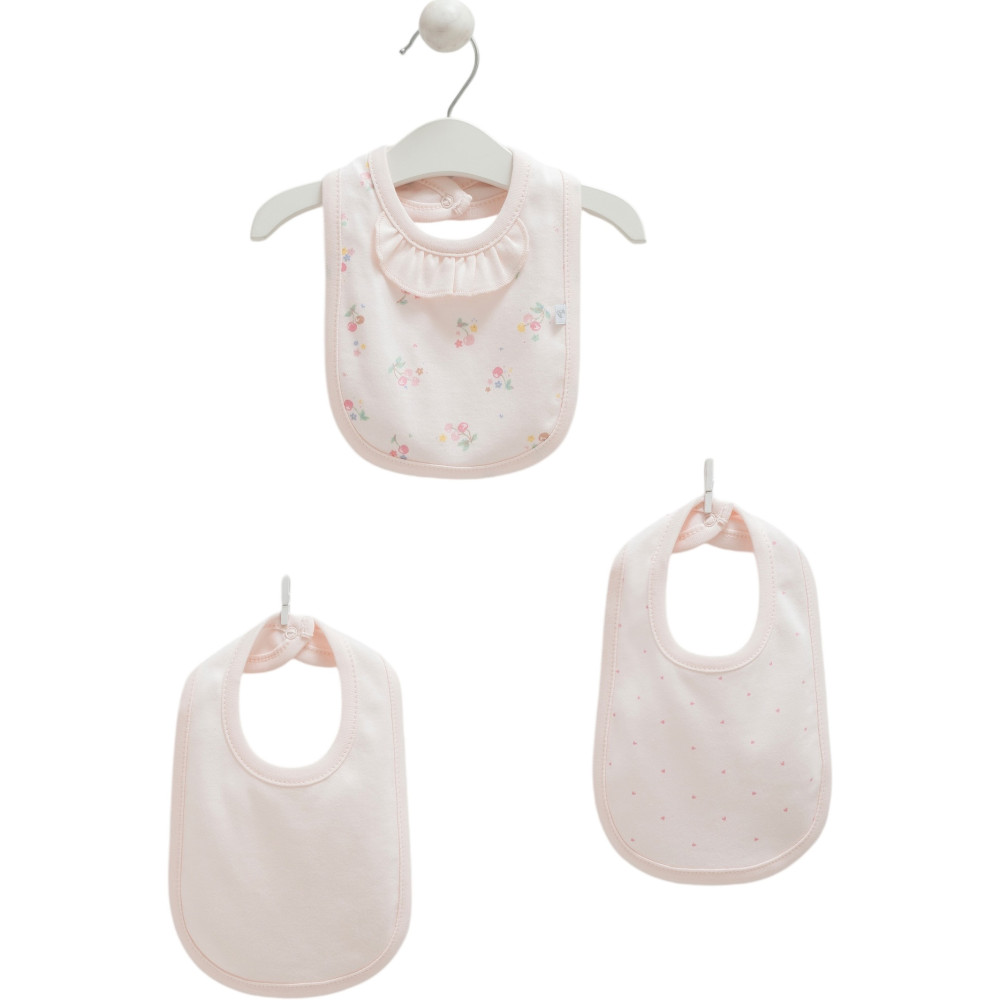 Bibs set 3pcs (pack of 4 sets), series CHERRY BABY. (Ready)