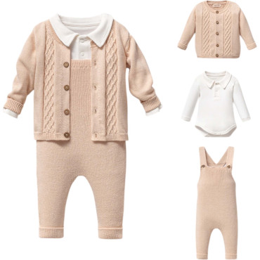 Set sweater+body+overalls