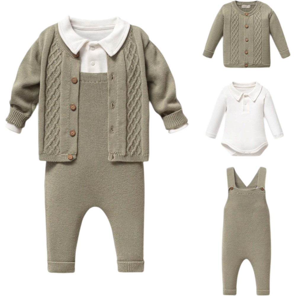 Set sweater+body+overalls