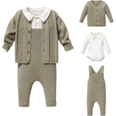 Set sweater+body+overalls