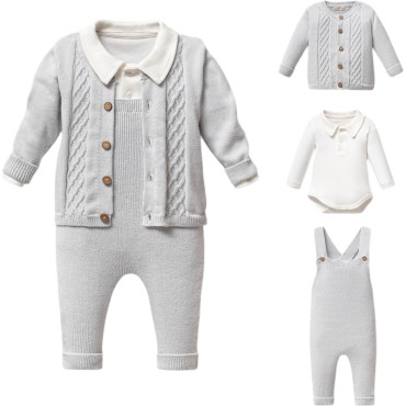 Set sweater+body+overalls