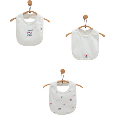 Bibs set 3pcs (pack of 4 sets), series FAMILY LOVE. (Ready)