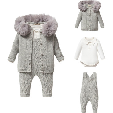 Set sweater+body+overalls