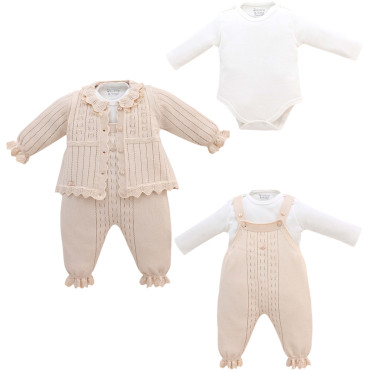 Set sweater+body+overalls