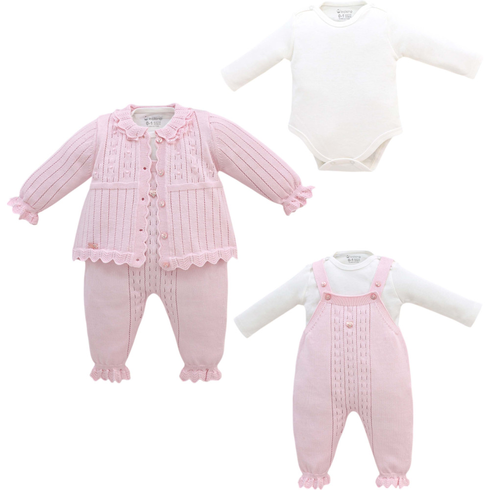 Set sweater+body+overalls