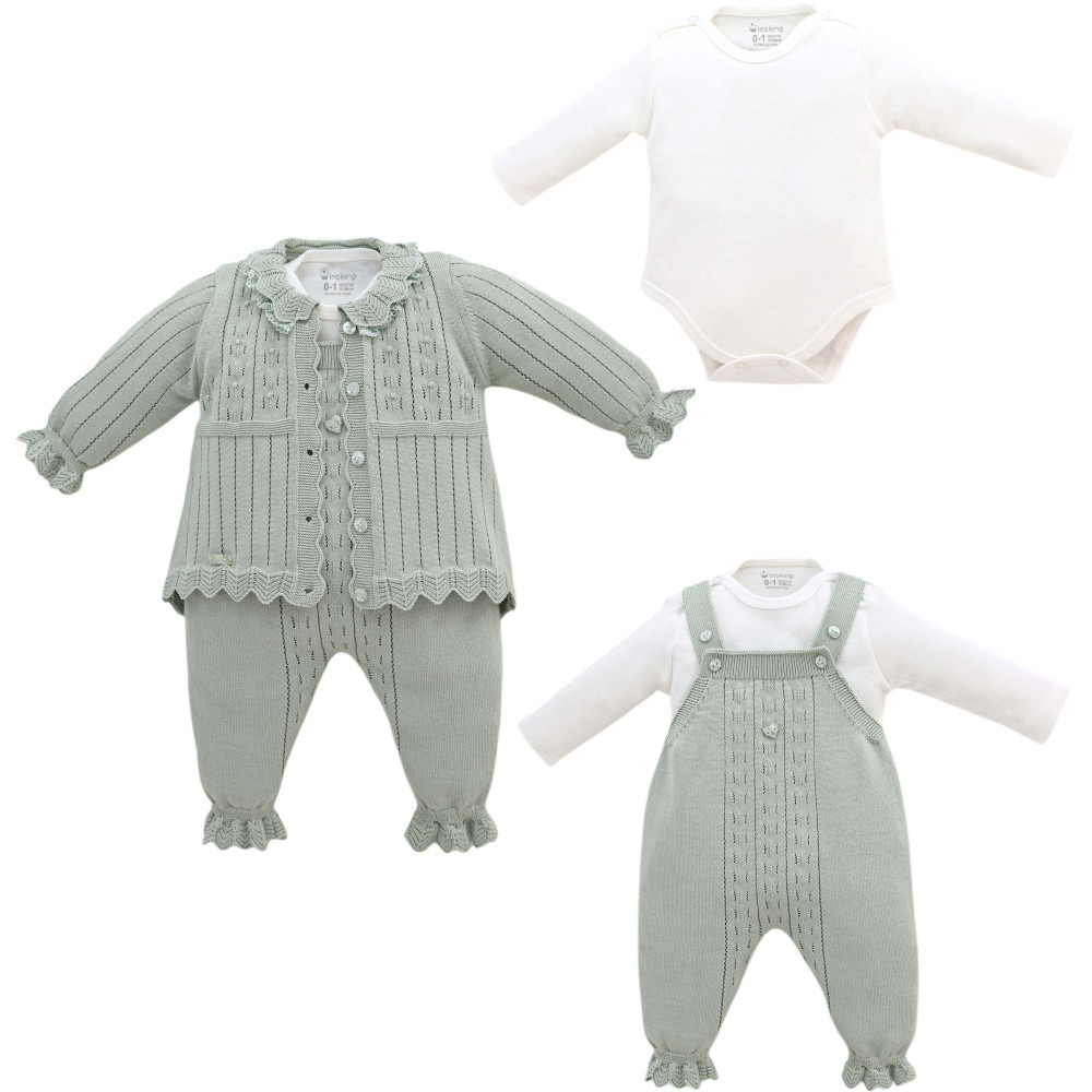 Set sweater+body+overalls