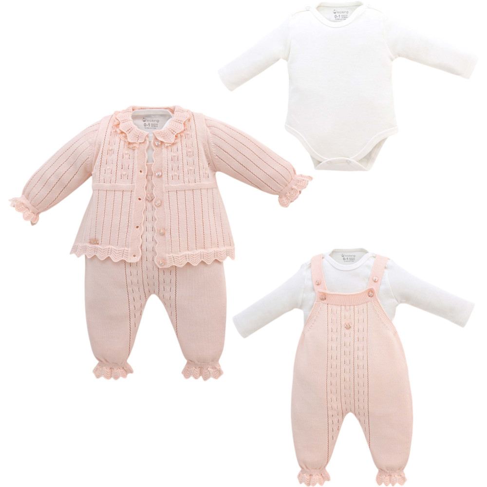 Set sweater+body+overalls