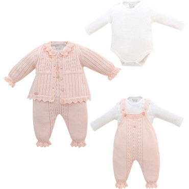 Set sweater+body+overalls